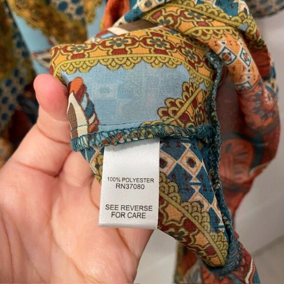 Cato Button Down Retro Patchwork Printed Blouse Size 18/20W Boho Western 70s - Picture 13 of 16